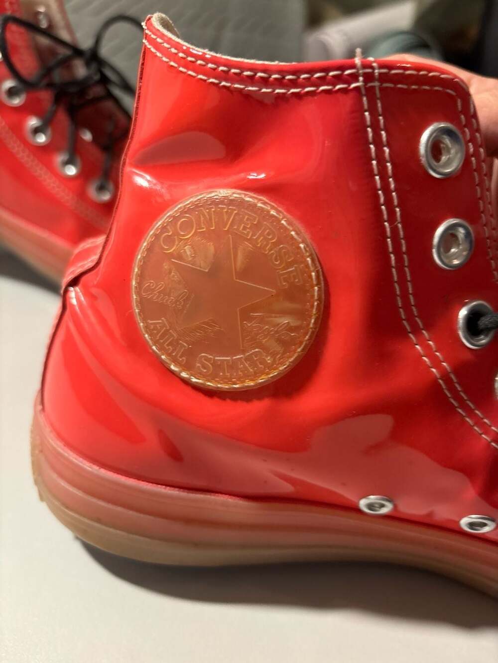 Converse Chuck Taylor All Star Patent Leather High Top Red Size Men 7 Women 9 - Picture 3 of 4
